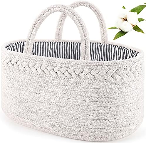 ABenkle Baby Diaper Caddy Organizer, Cotton Rope Nursery Storage Basket by ABenkle