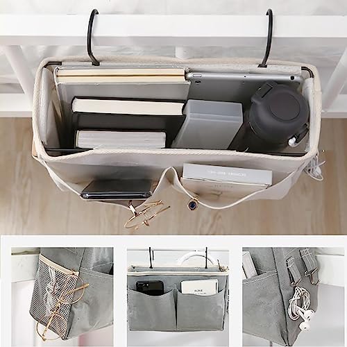 SMALL GOAL Bedside Caddy, Bedside Hanging Storage Organizer for College Dorm Bed, Bunk and Hospital Beds, Can be Placed Magazine, Books, Phones,Keys, kettle, Glasses (grey, 2pack) - Image 5