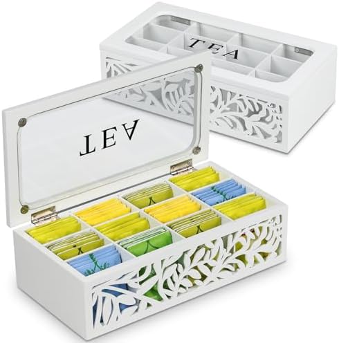 Wooden Tea Box Organizer,12-Slot Tea Bag Storage by handrong