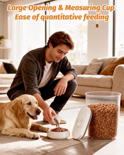 TBMAXS 12 Lbs Pet Dog Food Storage Containers with Pop-up Lid Measuring Cup - Image 2