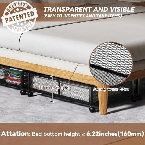 PHINOX Under Bed Storage with Wheels & Handle,Sturdy Metal,2 Pack,Black - Image 5