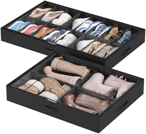 Lifewit Under Bed Shoe Storage Organizer, 1 Pack(16 Shoes +4 Boots Cells) by Lifewit