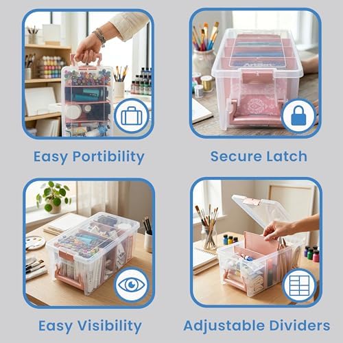 ArtBin Semi Satchel Portable Craft Organizer with 3 Dividers - Clear Plastic Storage Case for Art & Craft Supplies - Image 5