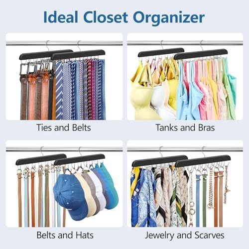 2 Pack Tie Rack & Belt Hanger for Closet Organization, Wooden Tie Organizer - Image 6