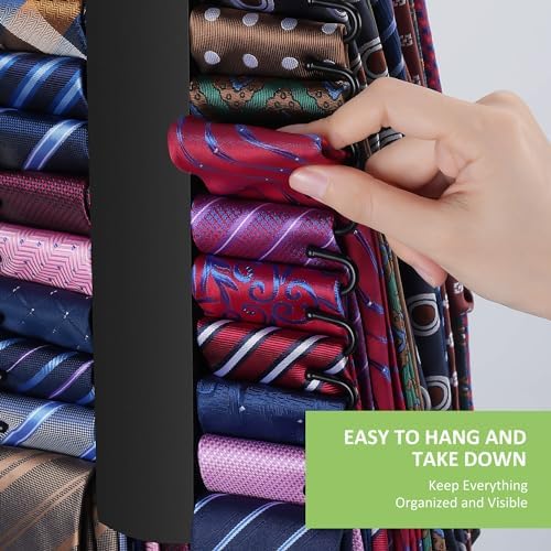Tie Hanger for Closet, Wooden Tie Organizer, Holds 30 Ties - Image 6