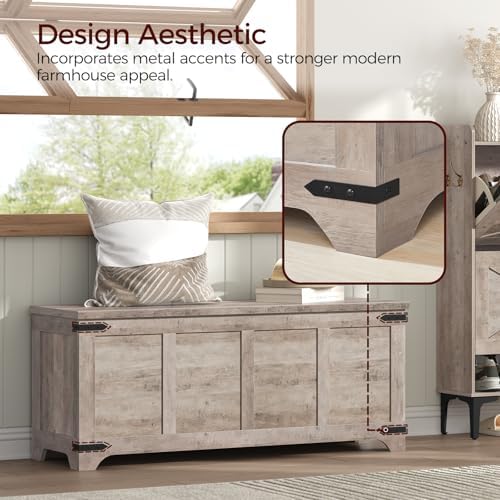 MAHANCRIS 47.2" Storage Chest Extra Large, Toy Box with 2 Safety Hinges - Image 6