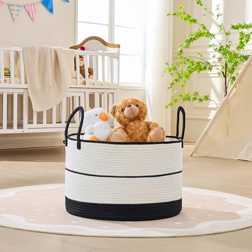 KAKAMAY Large Blanket Basket with Handles, Storage Basket for Living Room - Image 2