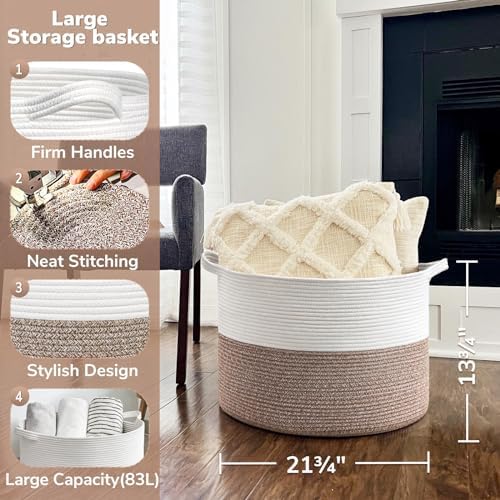 Goodpick Large Woven Blanket Basket Living Room & Playroom, 85L - Image 5