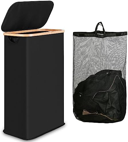 IEGrow Laundry Hamper with Lid,65L Laundry Basket with Mesh Bags,Black by iEGrow