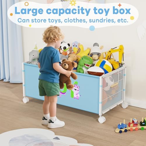 JBBTOOL Large Toy Box, Toy Storage Organizer for Kids, Toy Chest for Toddlers with 360° Wheels, Toybox for Living Room, Oxford Cloth Toy Box for Boys, Girls, Stuffed Animals, Clothes - Image 5