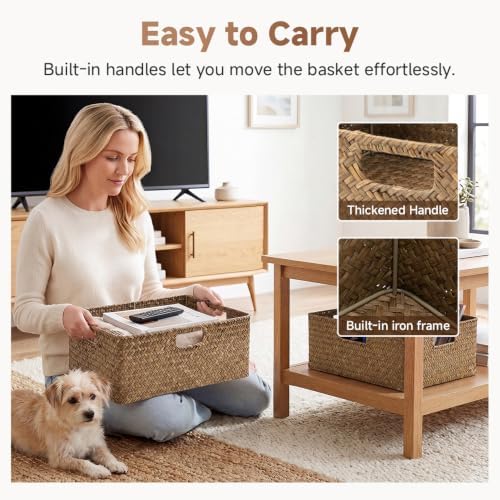StorageWorks Extra Large Wicker Baskets for Organizing, Seagrass Baskets - Image 4