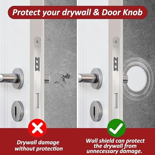 Wideskall® White Round Door Knob Wall Shield Self Adhesive Protector (3" inch Standard Size, 10.00, Count) - Image 4