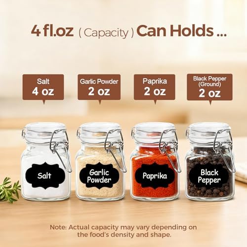 ComSaf Square Small Glass Spice Jars with Airtight Lids 4 oz 6 Pack Pantry - Image 3