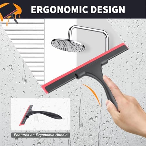 SetSail Squeegee for Shower Glass Door,10 Inches, Black Red - Image 6