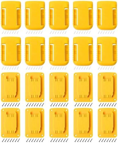 Tool Holders and Battery Mounts Compatible with Dewalt 20V and 60V, Heavy-Duty ABS Wall Organizer Rack with Screws, Drill and Battery Holder Mount for Garage, Workshop, Job Site (20 Pack) by Unknown