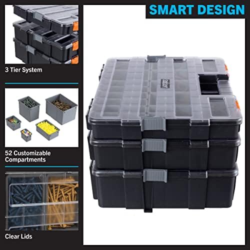 Stalwart Tool Box Organizer - 3-in-1 Portable Small Parts Organizer, Gray - Image 3