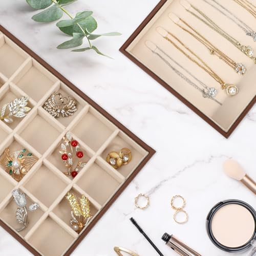 Voova Stackable Jewelry Organizer Tray with Lid (Set of 4, Coffee) - Image 2