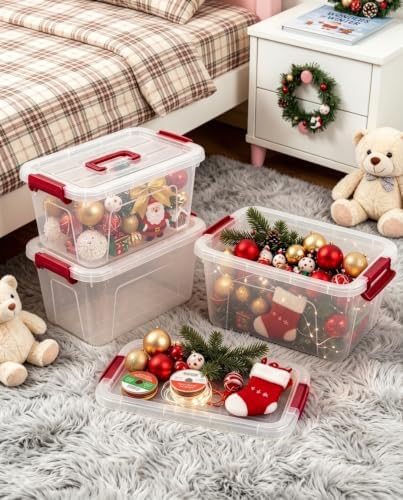 6 Pack Clear Plastic Storage Containers with Lids,Transparent Design,7Qt - Image 2