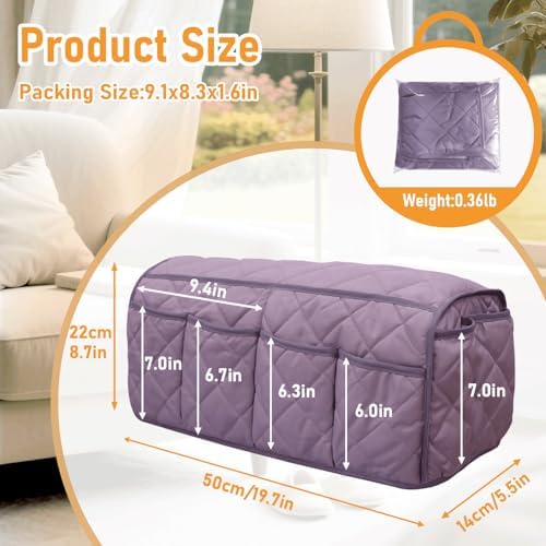 Armchair Caddy for Recliner, Non-Slip Recliner Pocket Organizer, Remote Holder for Recliners, Sofa Armrest Organizer, Couch Caddy with 14 Pockets Storage for TV Remote, Phone, Magazine (Purple) - Image 2