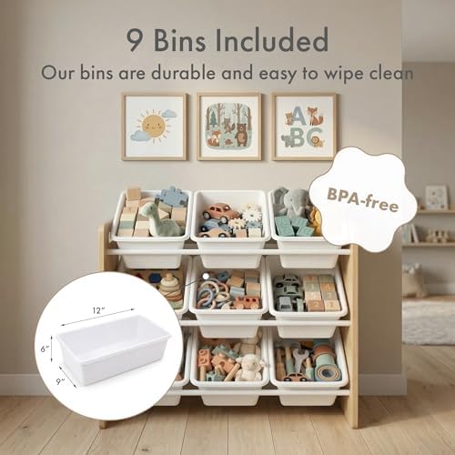Humble Crew Kids Toy Organizer with 9 Bins, 3 Tier Storage for Playroom - Image 4
