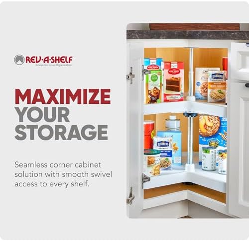 Rev-A-Shelf 28" Kidney Shaped Dual Tier Lazy Susan for Corner Base Cabinets - Image 4