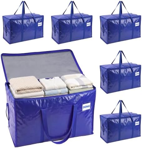 6 Pack Heavy Duty Moving Bags, Extra Large with Handles, Royal Blue by EMOMAS