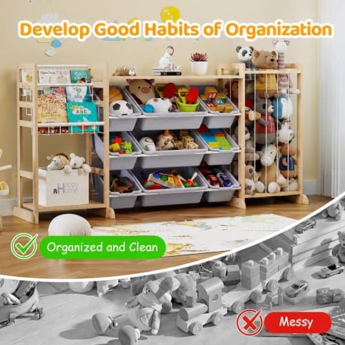 65" Large Toy Storage Organizer with Bookshelf and Stuffed Animal Storage - Image 5