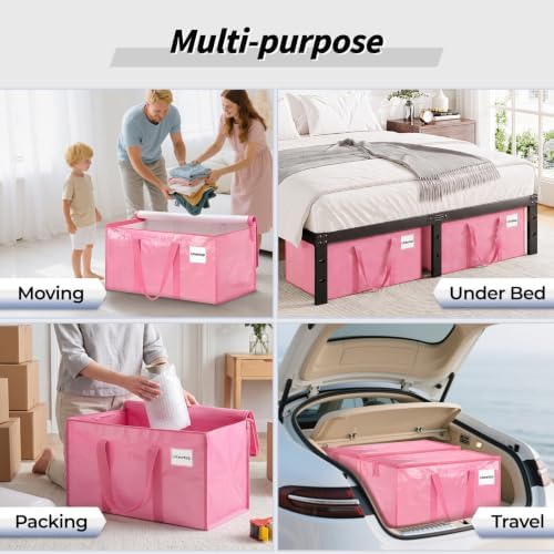 ukeetap 16 Pack Extra Large Clothes Storage Bins with Lids, Pink - Image 6