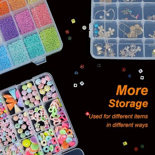 CGCG 3-Pack 18-Grid Clear Plastic Beads Organizer Box 7.9x5.8 - Image 7