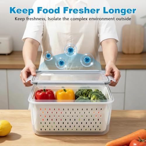 4 Pack Heavy-Duty Fruit Storage Containers for Fridge, Produce Fresh Keeper - Image 4