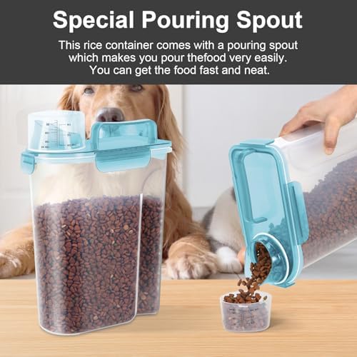 LEAWALK 5-7Lbs Airtight Dog Cat Pet Food Storage Container-Clear Blue - Image 2
