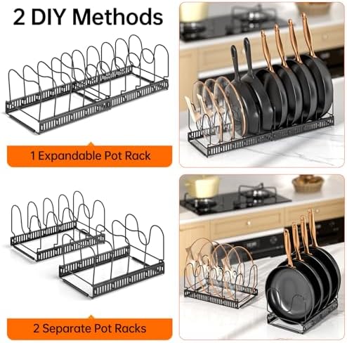 MUDEELA Expandable Pot Pan Lid Organizers inside Cabinet, 10 Divider 2-Pack - Image 6
