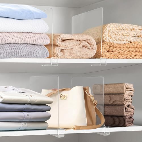 Acrylic Shelf Dividers for Closet Organization 16Pack Closet Shelf Divider Closet Dividers for Shelves Shelf Organizer for Closet Shelf Organizer for Wood Closet Separator Clear - Image 6