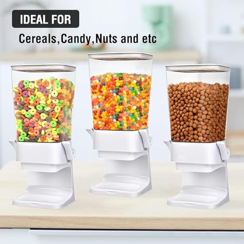 Cereal Dispenser Countertop Large Cereal Containers Storage White,3 pack - Image 4