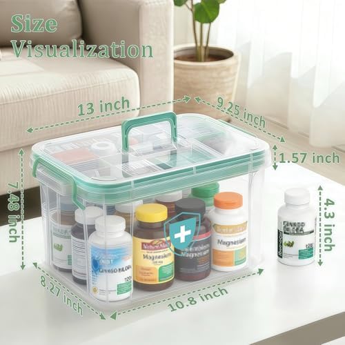 15QT Medicine Storage Box - Portable Medicine Cabinet Organizer with Handle - Image 2