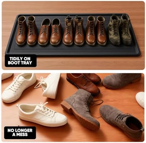 HIYARD Rubber Boot Tray for Entryway, Multipurpose Boot Mat, Shoe Tray, Shoe Mat for Indoor and Outdoor, 16x47, Black - Image 3