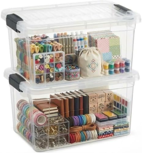 Superio 8.7 Quart Clear Plastic Storage Boxes with Lids, Stackable Organizer Containers, BPA-Free Storage Bins for Home, Office, School & Dorm, 2 Pack by Superio