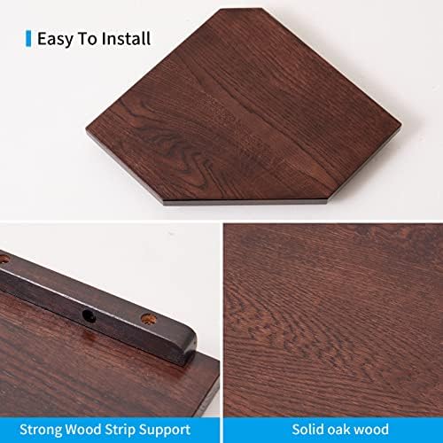 Corner Wall Shelves Set 2 Wire Hole Solid Oak Wood Display Shelf ,Walnut - Image 5