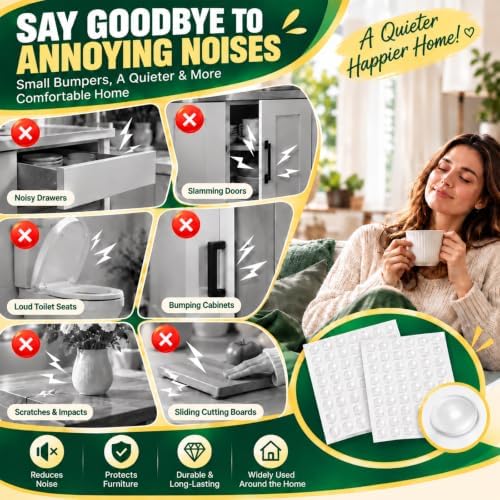 Cabinet Door Bumpers 300PCS Self Adhesive Bumpers Pads 0.4inch Round - Image 3