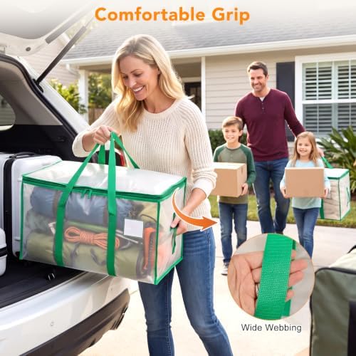4 Pack 93L Extra Large Heavy Duty Clear Moving Bags 200LBS, Green Edges - Image 5
