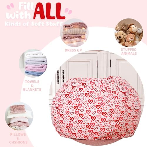 WEKAPO Stuffed Animal Storage Bean Bag Chair Cover for Kids - Image 3