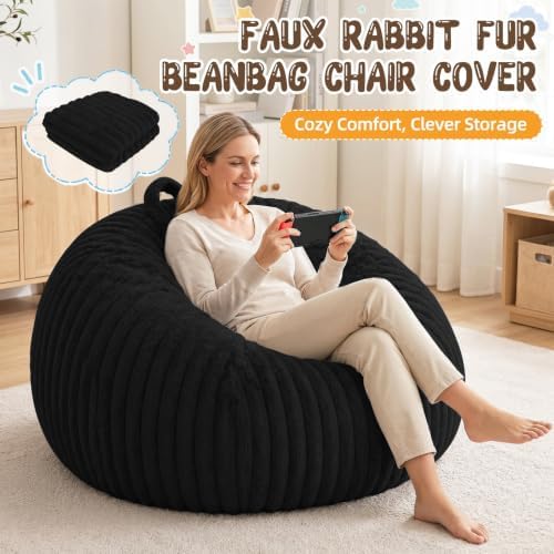 Bean Bag Cover No Filler Stuffed Animal Storage Bean Bag Chair Cover - Image 3