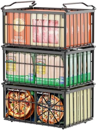 Freezer Organizer Bins, 3 Pack Enlarged Baskets for 5-9 Cu.FT Deep Freezer by MSERCUOR