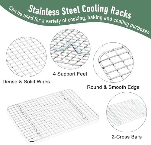 Homikit Quarter Sheet Pan with Wire Rack (2 Baking Sheet+2 Rack), 12" x 10" - Image 4
