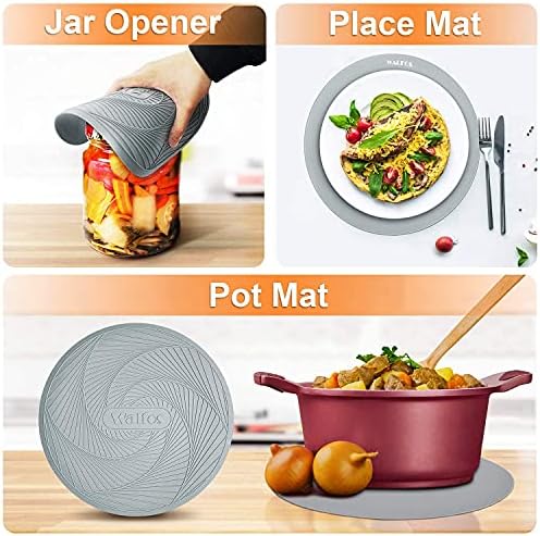 Walfos Silicone Microwave Mats, Heat Resistant Multi-Purpose Microwave Trivet Mat, Non-Slip Hot Pads, BPA Free Silicone Mats for Microwave, Oven, Hot Pan, Pot (Grey) - Image 7