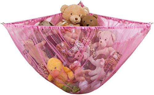Handy Laundry Jumbo Toy Hammock - Organize stuffed animals or children's toys Looks great with any décor while neatly organizing kid's toys and stuffed animals. Expands to 5.5 feet - Pink - Image 2