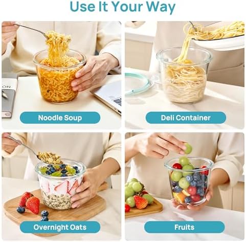Vtopmart 5 Pack 3 Cup Glass Soup Container Set with Airtight Lids - Image 5