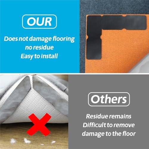 Rug Gripper for Hardwood Floors: 16 PCS No Damage Rug Tape - Anti Slip Rug Grips for Area Rugs – Secure Carpet Tape for Wood Floors, Safe & Strong Hold - Image 6