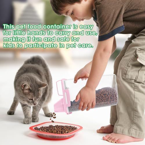 TBMax Rice Container 2 Pack 5 Lbs Cereal Container Storage, Kitchen Pantry Food Storage Holder with Cup, Small Pet Dog Cat Food Container -Pink - Image 4