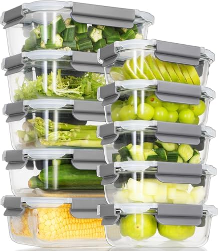 AILTEC Glass Food Storage Containers with Lids, 10 Pack Meal Prep Set by AILTEC